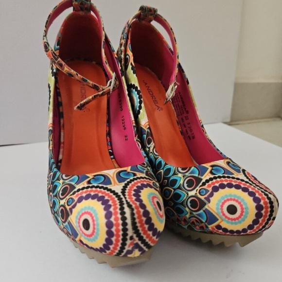 ANDREA FENZI Women's Multicolor Patterned Heels - Picture 2 of 9